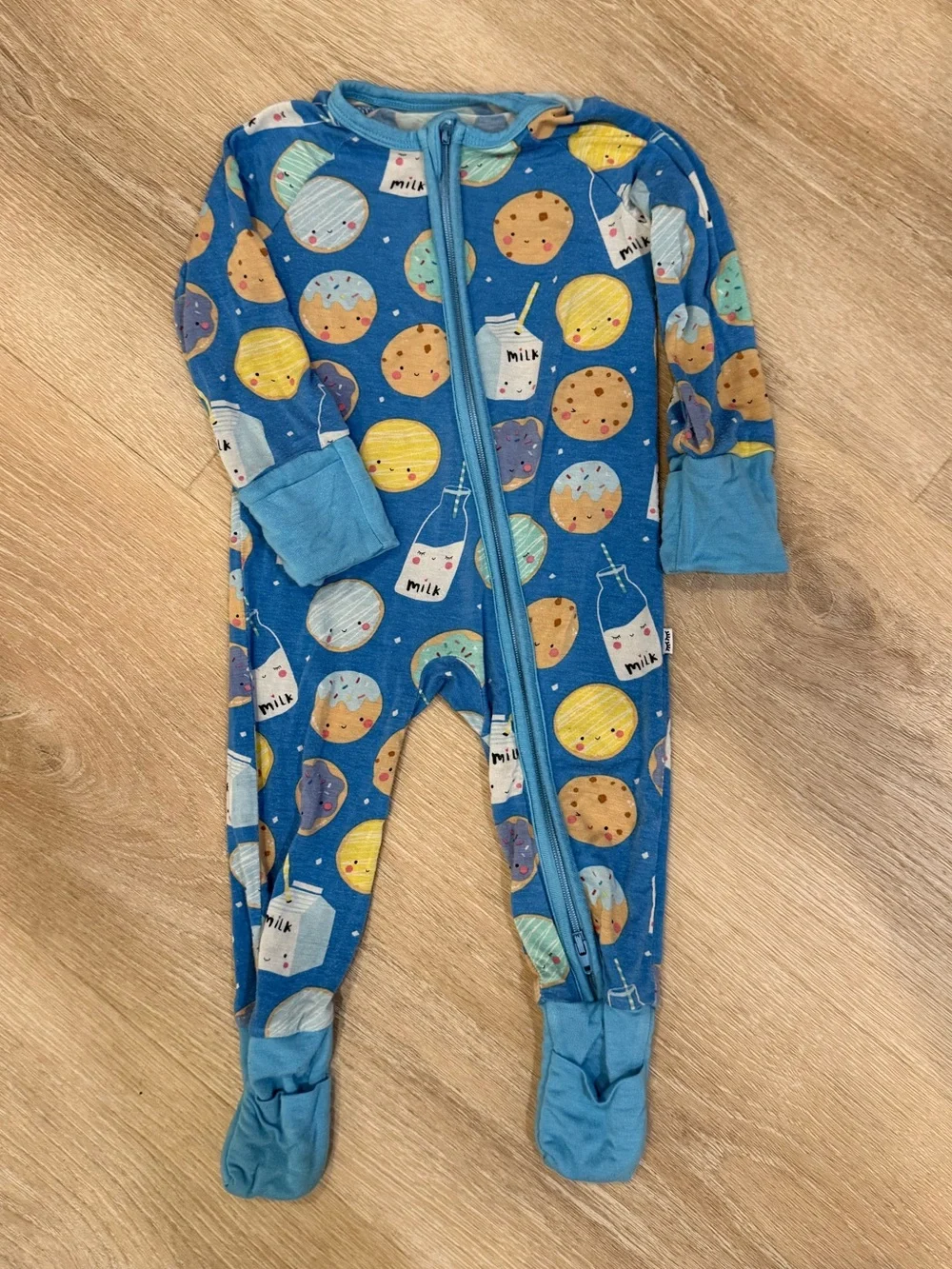 Little Sleepies 0-3 Months Cookies & Milk Bamboo Sleeper Pajamas Blue